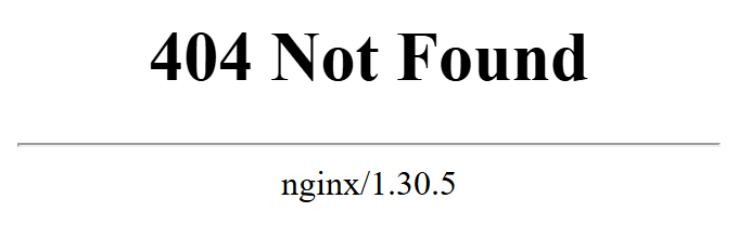 Trang lỗi trắng, tiêu đề 404 Not Found, bên dưới gạch ngang là dòng nginx/1.30.5.